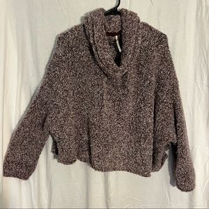 Free People Cowl Neck Purple Cropped Sweater